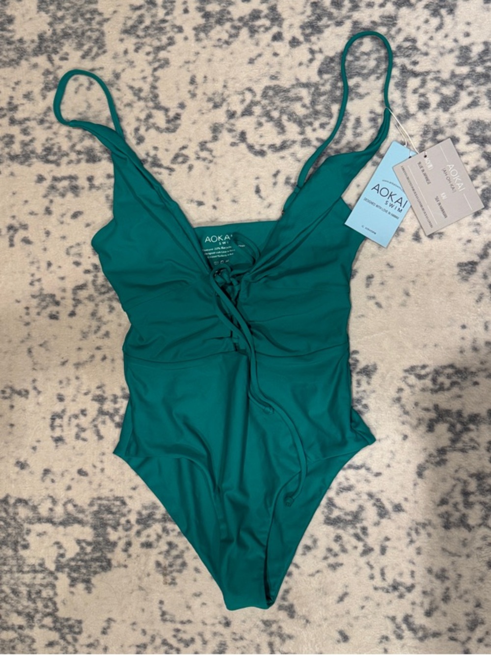 Emerald Lace-Up One-Piece Swimsuit for Women